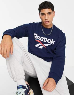 Reebok Classics vector crew neck sweatshirt in collegiate navy