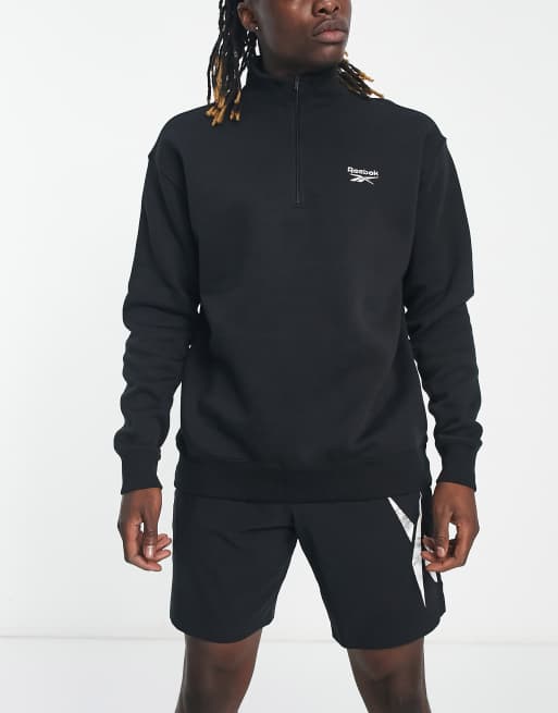 Reebok Classics wardrobe essentials 1 4 zip sweatshirt in black ASOS