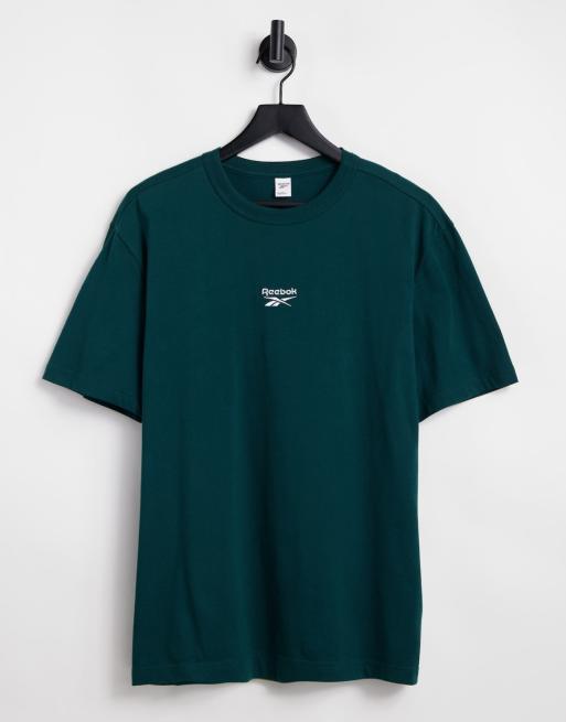 Reebok Classics – Wardrobe Essentials – Ciemnozielony pudełkowy T-shirt