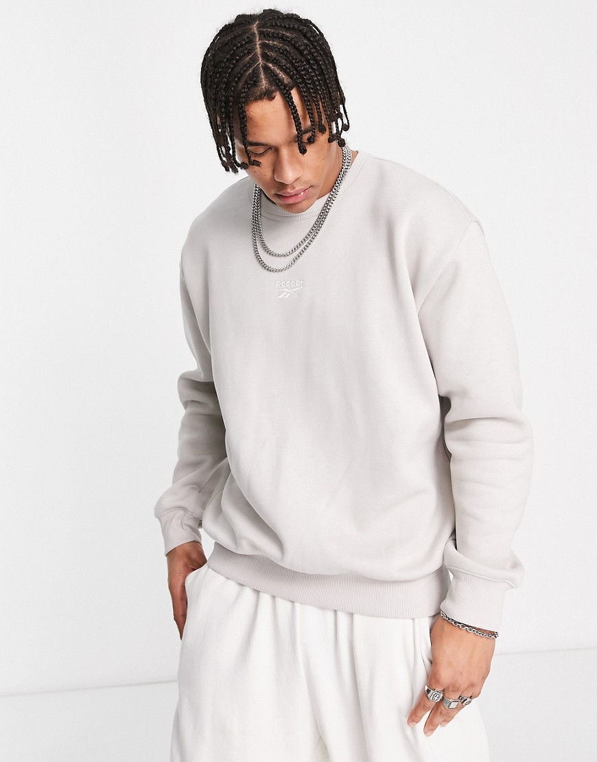 reebok classics wardrobe essentials sweatshirt in beige-grey