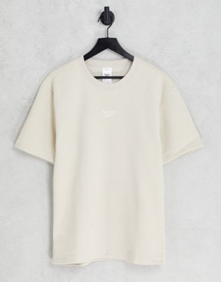 Reebok classics wardrobe essentials towelling t-shirt in beige
