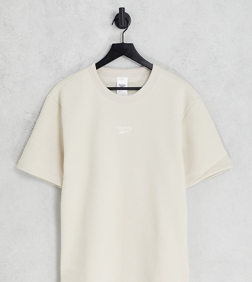 Reebok classics wardrobe essentials towelling t-shirt in beige-Neutral