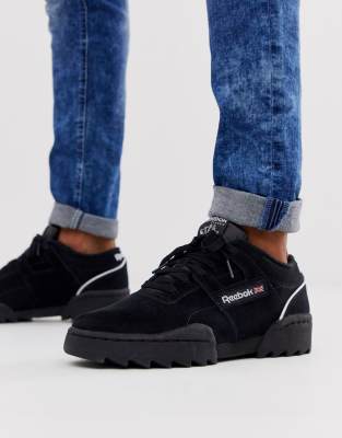 reebok workout black suede