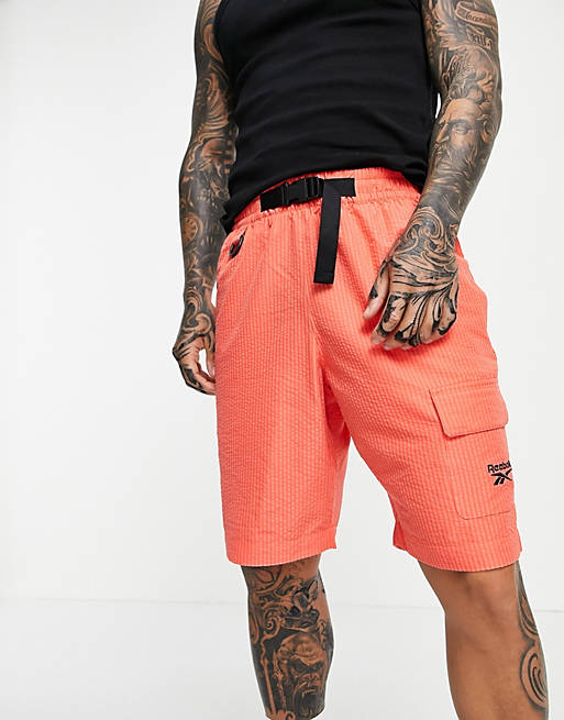 Men Reebok Classics woven cargo shorts co-ord in orange 