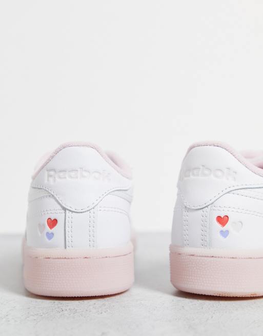 Reebok Club C 85 heart trainers in white and pink - exclusive to asos