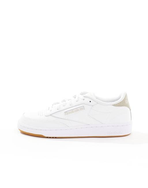 Reebok Club C 85 metallic animal print sneakers in white with rose gold detail