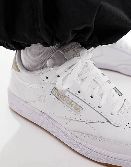 Club C 85 metallic print sneakers in white with rose gold detail | ASOS