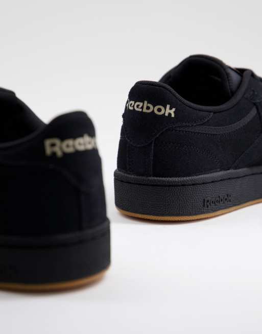 Reebok black cheap suede trainers