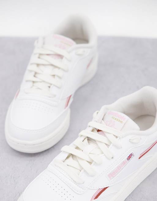 Reebok Club C 85 sneakers in chalk and pink