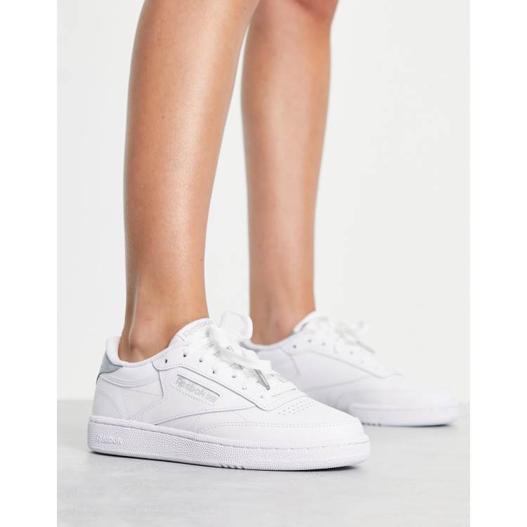 Reebok Club C 85 sneakers in white and silver snake ASOS