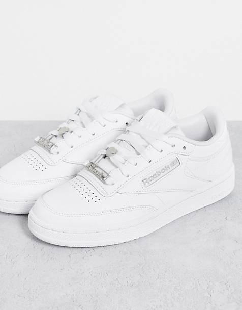 Reebok Club C 85 sneakers in white and silver