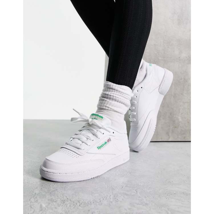 Reebok Club C 85 sneakers in white with green detail