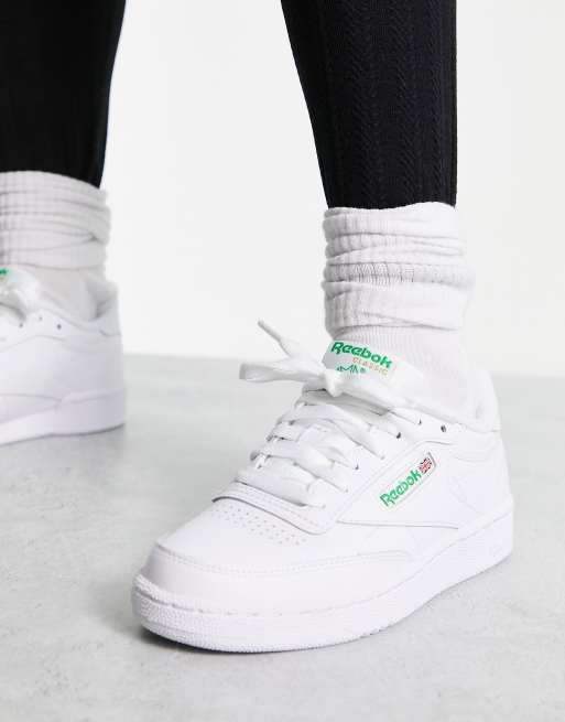 Reebok Club C 85 sneakers in white with green detail