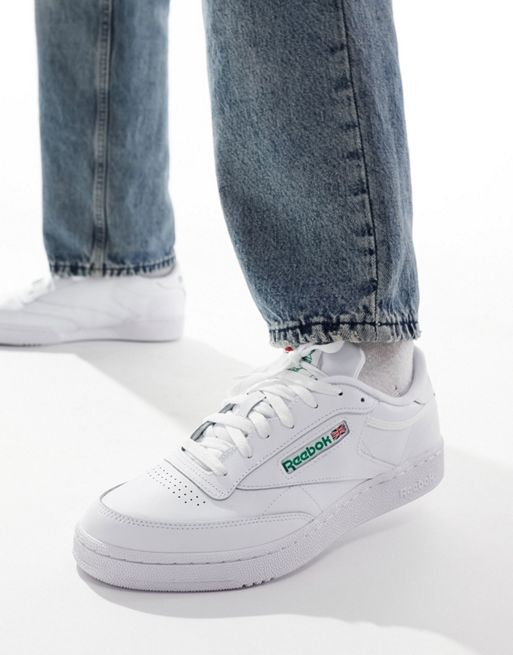 Reebok Club C 85 sneakers in white with green logo