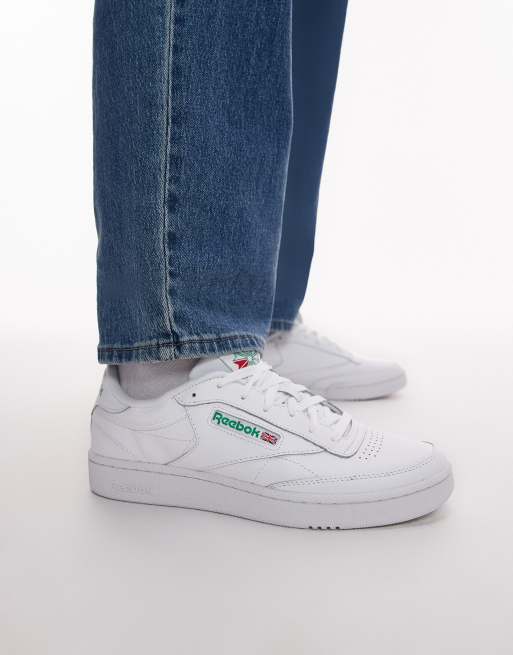 Reebok Club C 85 sneakers in white with green logo