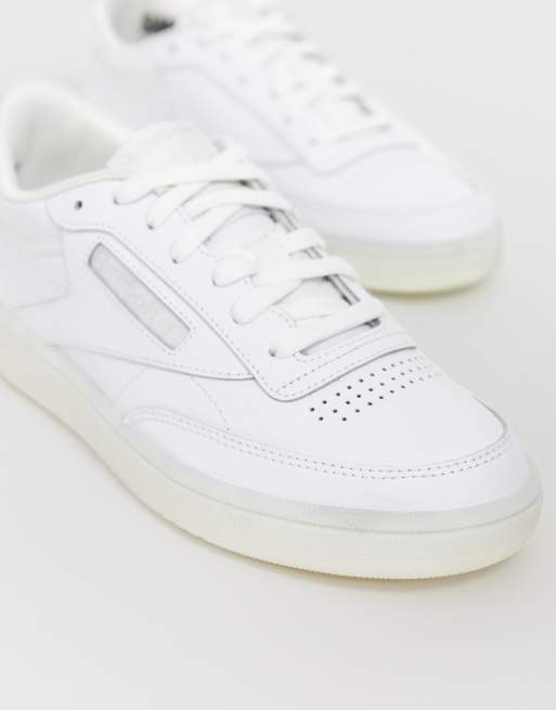 Reebok club c 85 trainers in white with store iridescent back