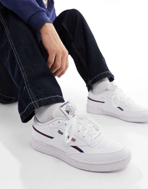 Reebok Club C 85 sneakers in white with navy detail | ASOS