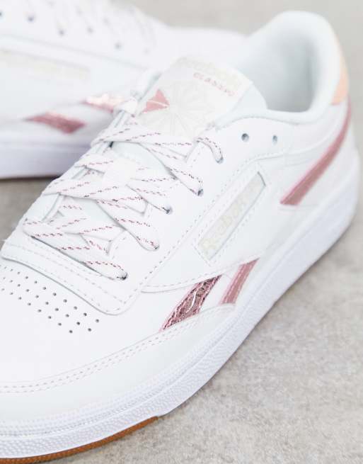 Reebok Club C 85 sneakers in white with rose gold details