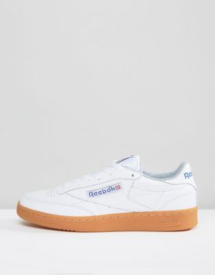 reebok club c 85 sneakers with gum sole in white bs7635