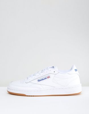 reebok classic club c 85 sneakers in white and gum