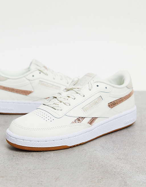 Reebok Club C 85 trainers in chalk with bronze details