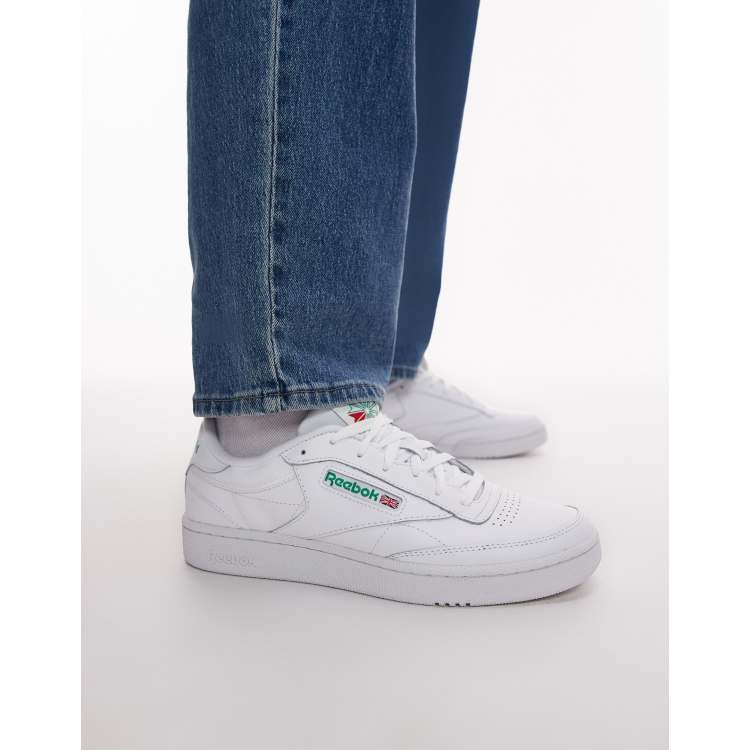 Reebok Club C 85 trainers in white with green logo ASOS