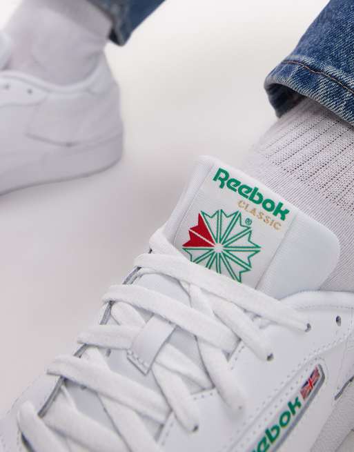 Reebok Club C 85 trainers in white with green logo ASOS