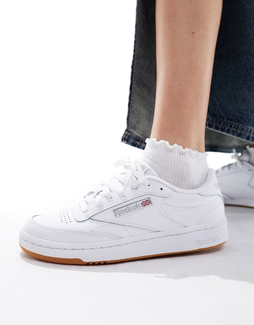 Reebok Club C 85 trainers in white with gum sole