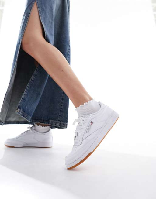 Reebok Club C 85 trainers in white with gum sole ASOS