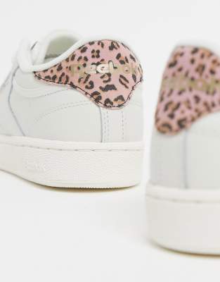 reebok club c trainers in white and pink