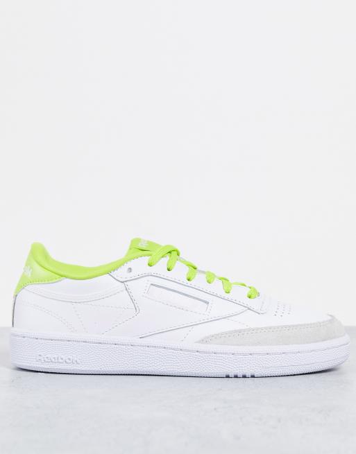 Reebok Club C 85 trainers in white with yellow detail