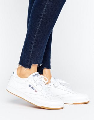 reebok classic club c 85 trainers in white and gum