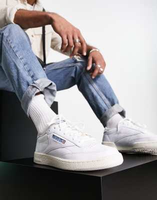 Reebok Club C 85 vintage sneakers in chalk and blue | ASOS