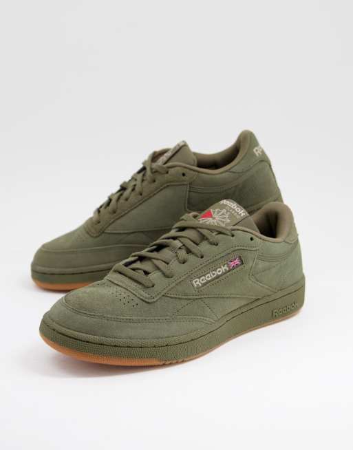Reebok Club C 85 – Zamszowe buty sportowe w kolorze zgniłej zieleni