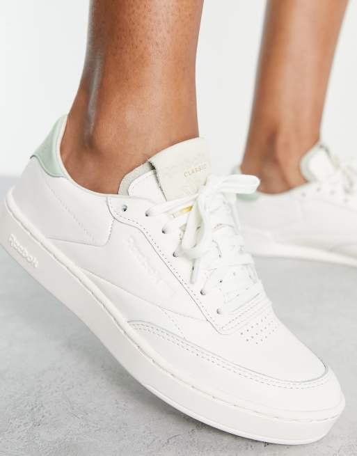 Reebok Club C Clean trainers in chalk and green