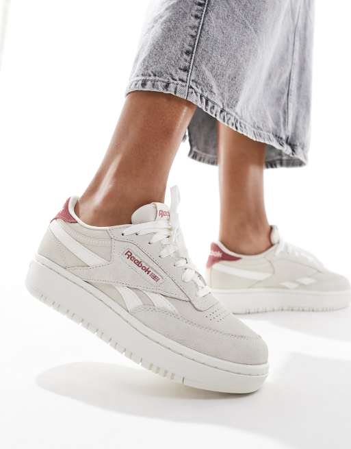 Reebok Club C Cozy sneakers in beige and pink