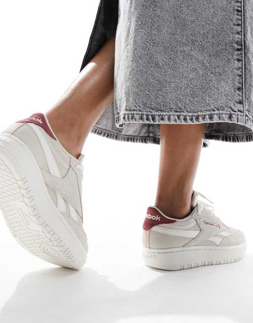 Reebok Club C Double sneakers in chalk with pink detail - Exclusive to ASOS