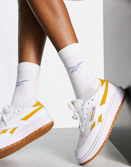 Reebok Club C Double Baskets Blanc et orange ASOS