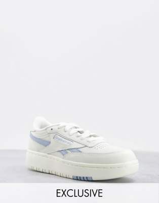 Reebok Club C Double chunky sneakers in chalk and baby blue Exclusive ...