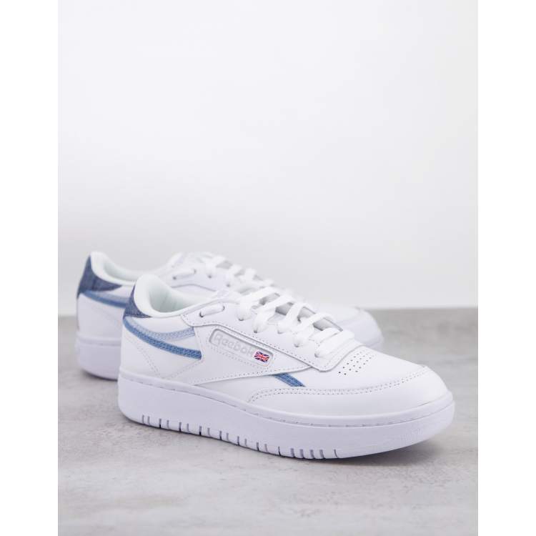 Reebok Club C Double chunky trainers in white with denim details ASOS