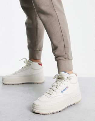 Reebok Club C double geo mid sneakers in white and red - ASOS Price Checker