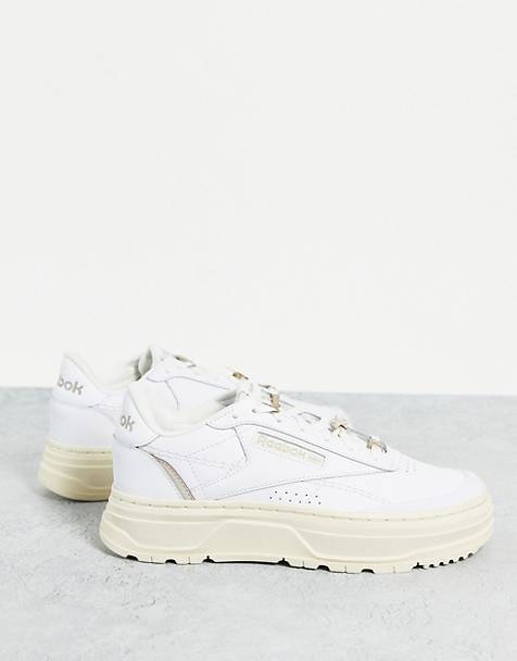 Reebok Club C Double Geo sneakers in white and beige