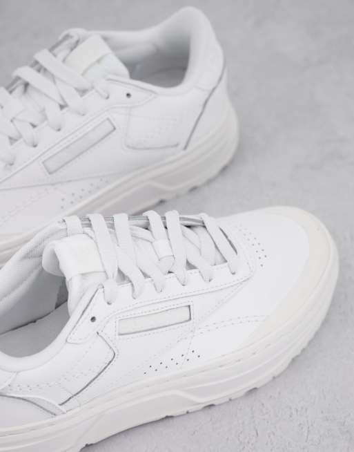 Reebok Club C Double Geo Trainers In White And Silver