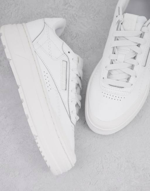 Reebok Club C Double Geo Trainers In White And Silver