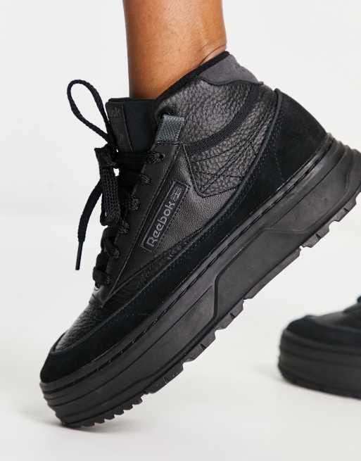Reebok Club C Double Geo trainers in triple black ASOS