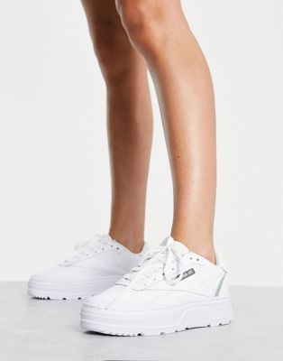 Reebok Club C Double Geo trainers in white and silver - ASOS Price Checker