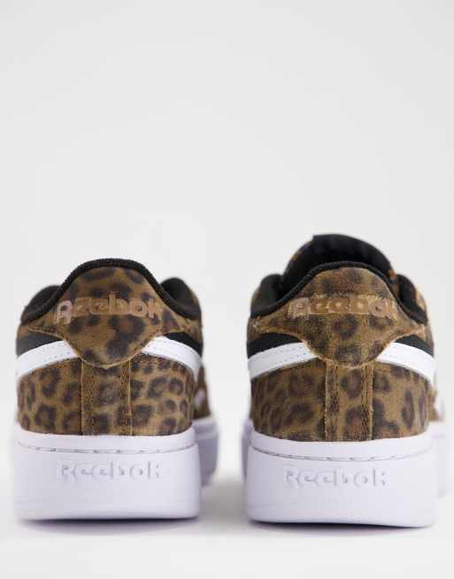 Reebok Club C double revenge sneakers in brown leopard print ASOS