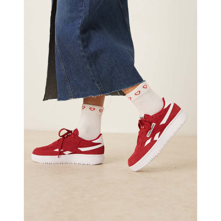 Reebok Club C Double Revenge sneakers in burgundy and white | ASOS