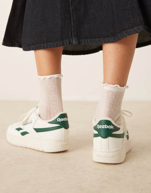 Reebok Club C Double Revenge sneakers in white and green detail ASOS