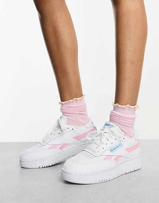 Reebok Club C Double Revenge sneakers in white with pink detail | ASOS